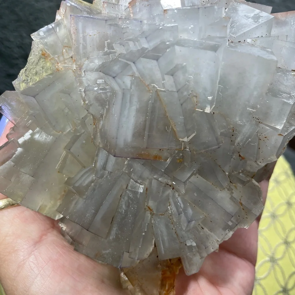 SHADOW WINDOWS Raw crystaL FLUORITE pale green STRONG UV translucent! 6”x6”